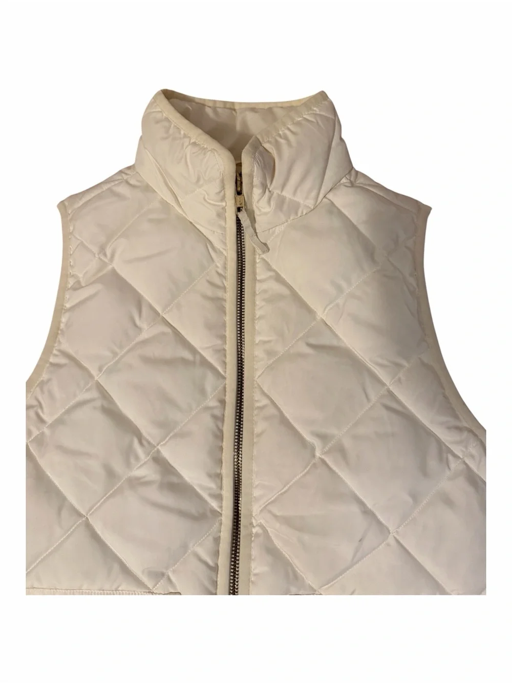 J. Crew Quilted Sleeveless Down Puffer Vest in Cream